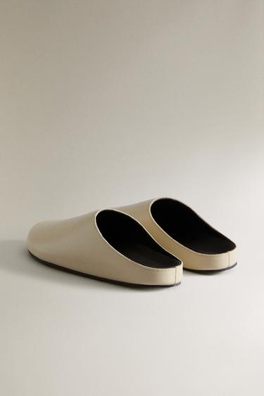 MINIMALIST LEATHER CLOGS - White by Zara - Image 3