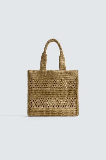 Zara ISPREPLETENA SHOPPER TORBA – Beličasta