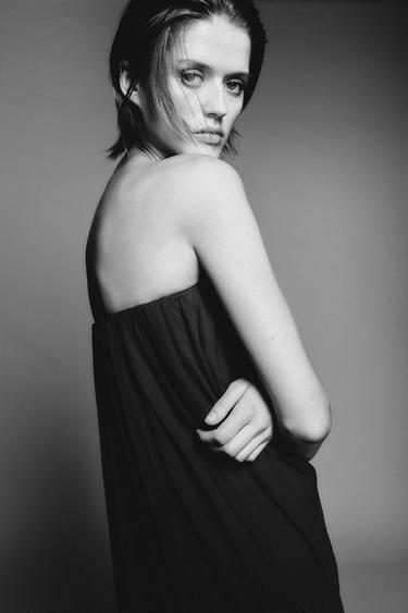 STRAPLESS MIDI DRESS - Dark grey by Zara