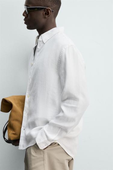100% LINEN REGULAR FIT SHIRT - White by Zara - Image 5