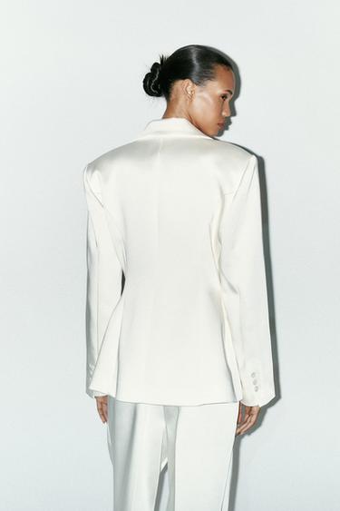 SATIN BLAZER - Oyster-white by Zara - Image 3