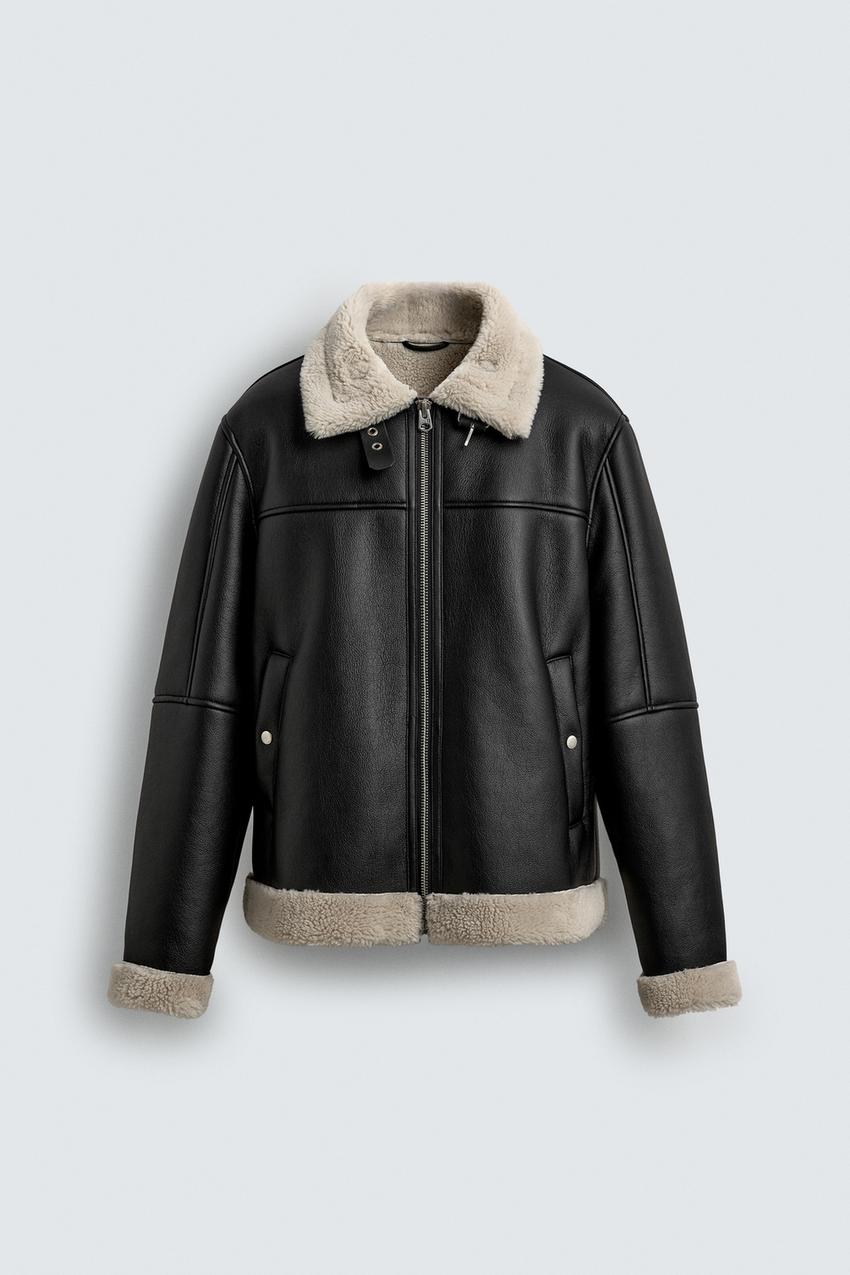 ダブルフェイス フェイクレザー ジャケット - ブラック | ZARA Japan 