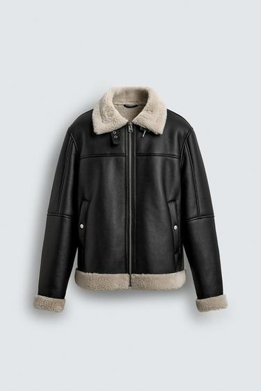 Zara 雙面人造皮革夾克 - 黑色