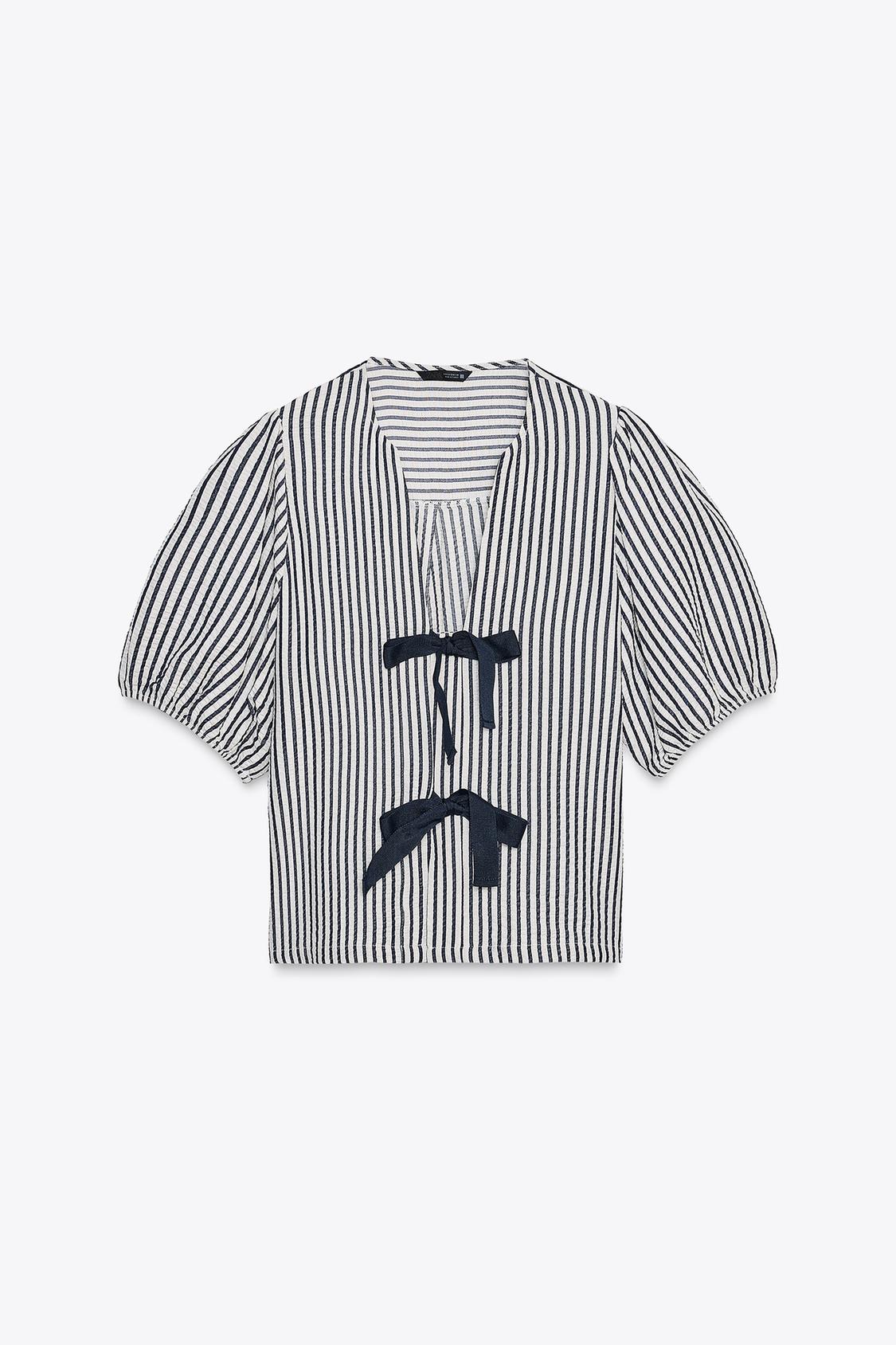 STRIPED BLOUSE WITH TIES