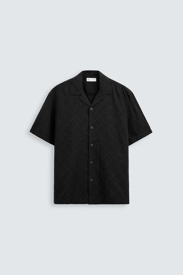 Zara EMBROIDERED FLOWY SHIRT - Black