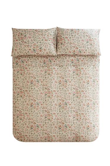 FLORAL SATEEN DUVET COVER (300 THREAD COUNT) - Light beige by Zara