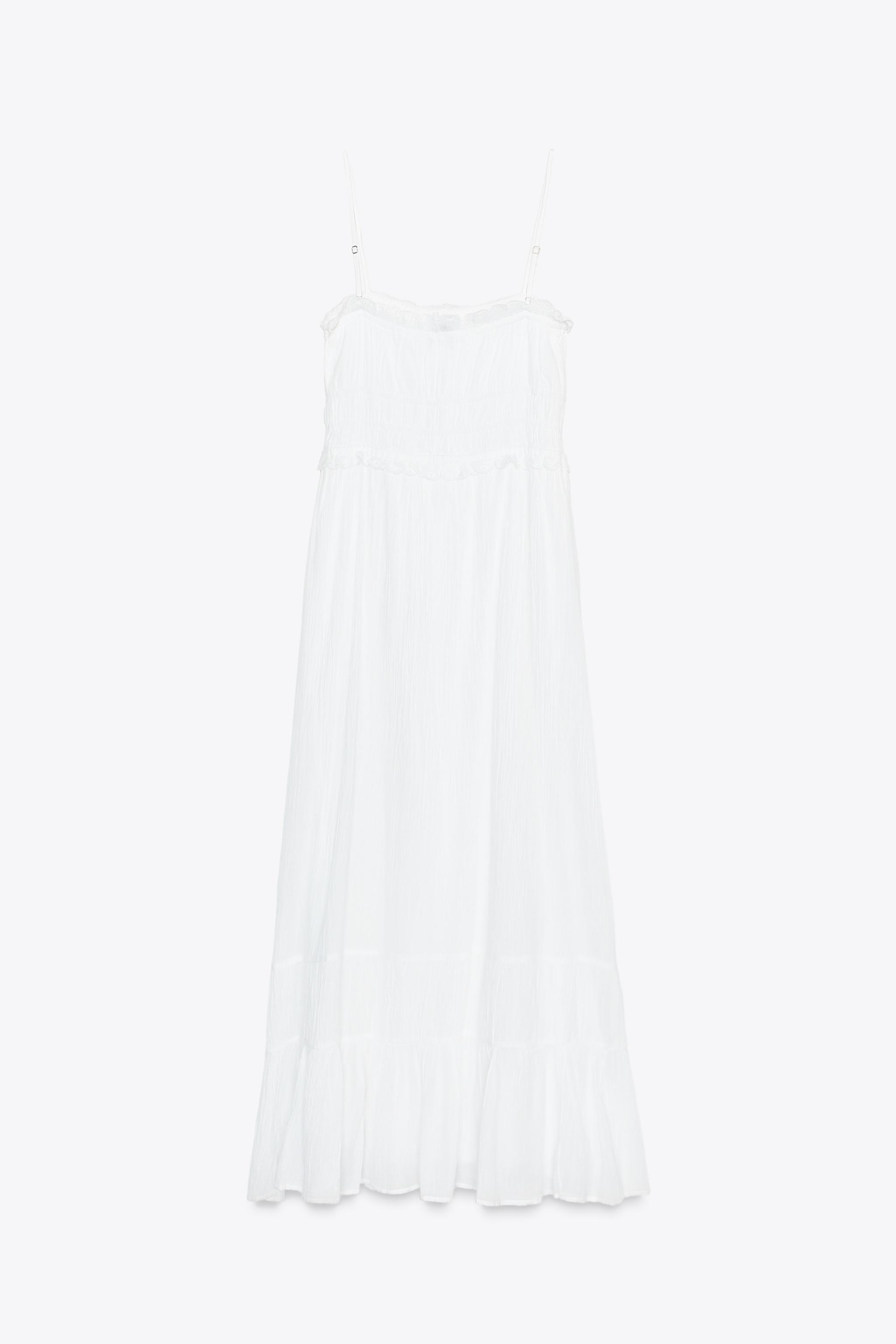 zara ボリュームワンピース ボリュームガーゼミディ丈ワンピース - ホワイト | ZARA Japan