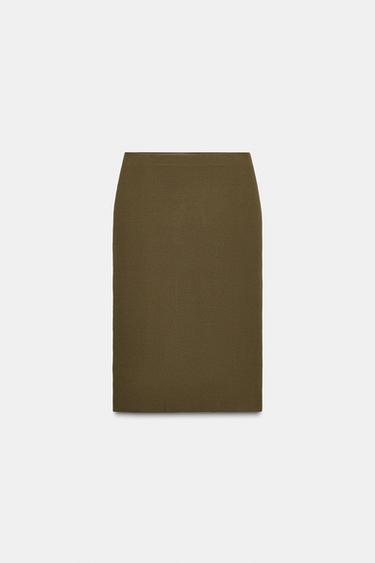 JUPE MI-LONGUE TUBE EN MAILLE - Kaki de Zara - Image 0