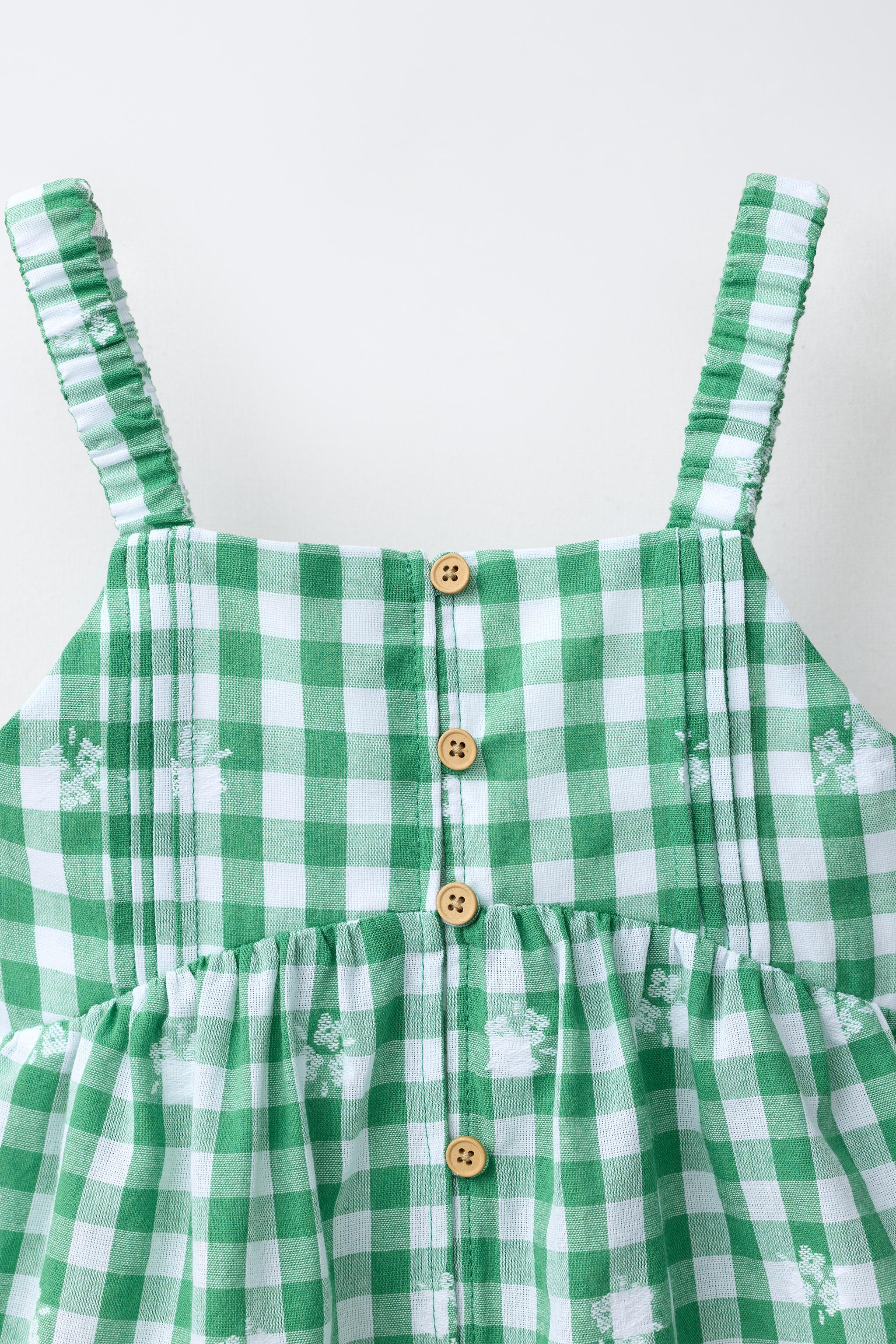 Детские рубашки Zara EMBROIDERED GINGHAM TOP — фото 3