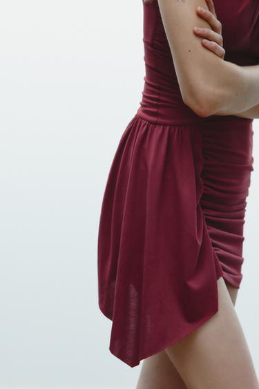GATHERED FLOWING FABRIC DRESS - Red by Zara - Image 7