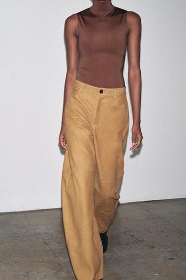 HIGH NECK POLYAMIDE TOP - Brown by Zara