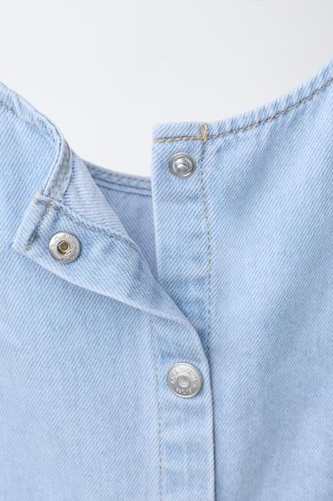 DENIM TOP WITH RUFFLES - Light blue by Zara - Image 3