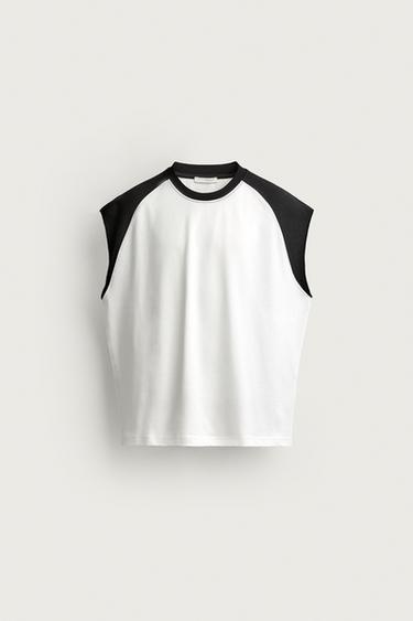 Zara COLOR BLOCK TANK TOP - White