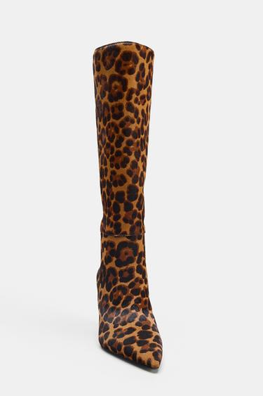 ANIMAL PRINT LEATHER AND SHEEPSKIN BOOTS - Leopard by Zara - Image 4