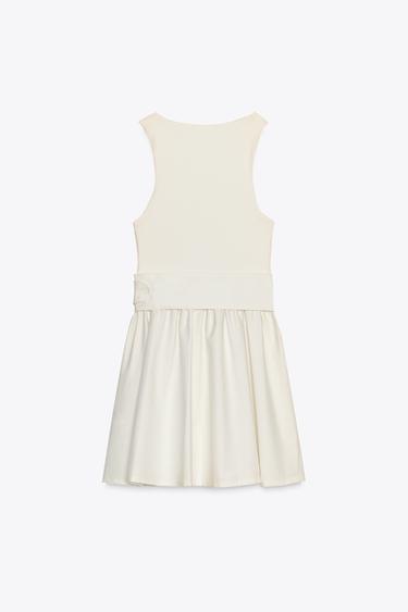TWILL DRESS WITH CONTRAST BELT - Ecru by Zara - Image 5