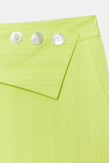 PANTALON LARGE TAILLE HAUTE À RABAT - Vert de Zara - Image 9
