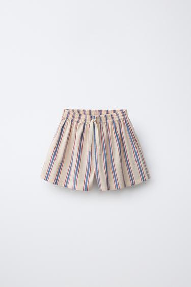 SHORT À RAYURES - Écru de Zara