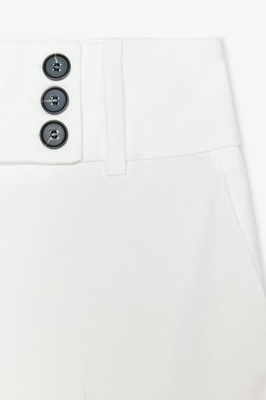WIDE-LEG TROUSERS WITH CROSSOVER WAIST - Ecru by Zara - Image 8