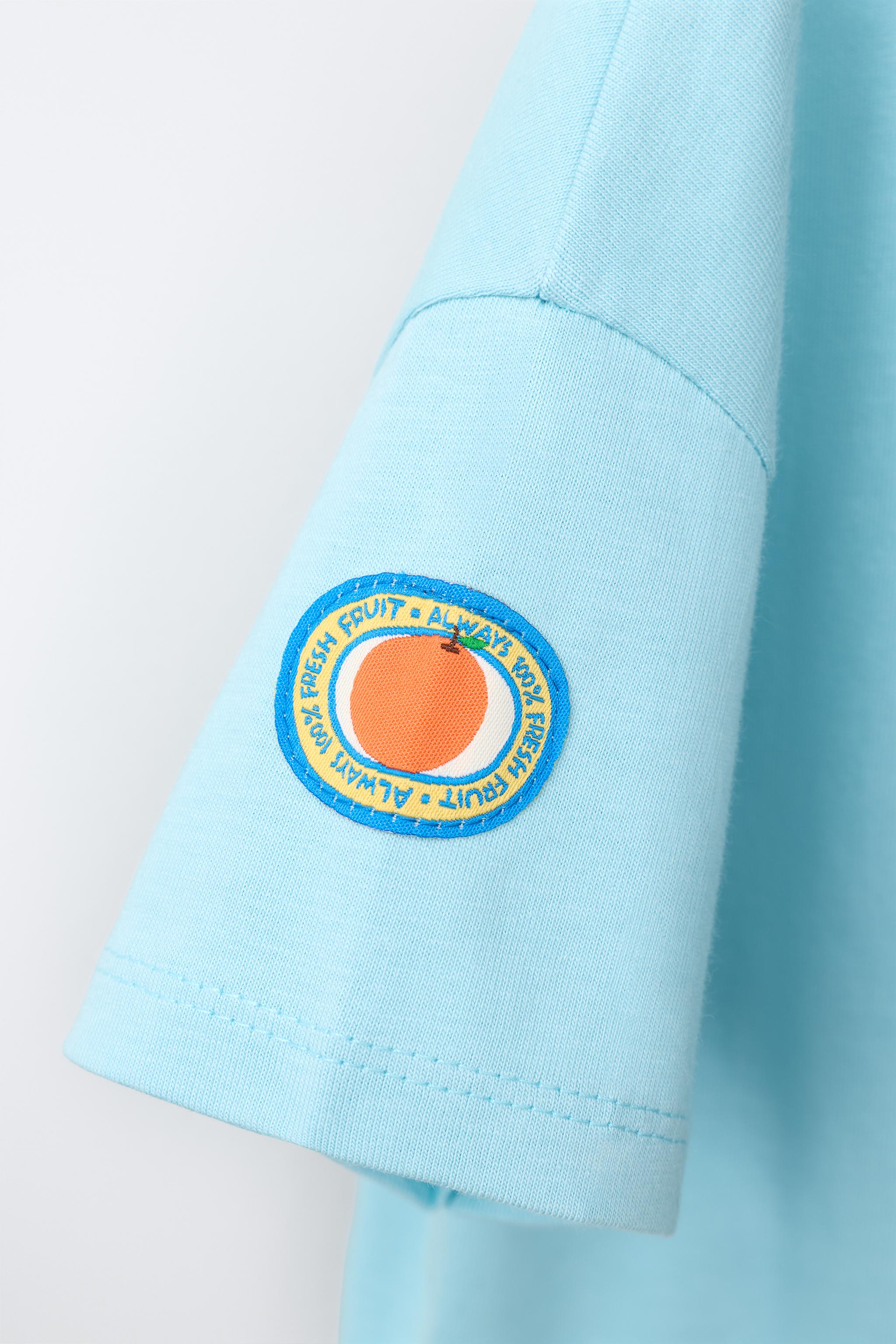 FRUIT PRINT T-SHIRT — Sky blue