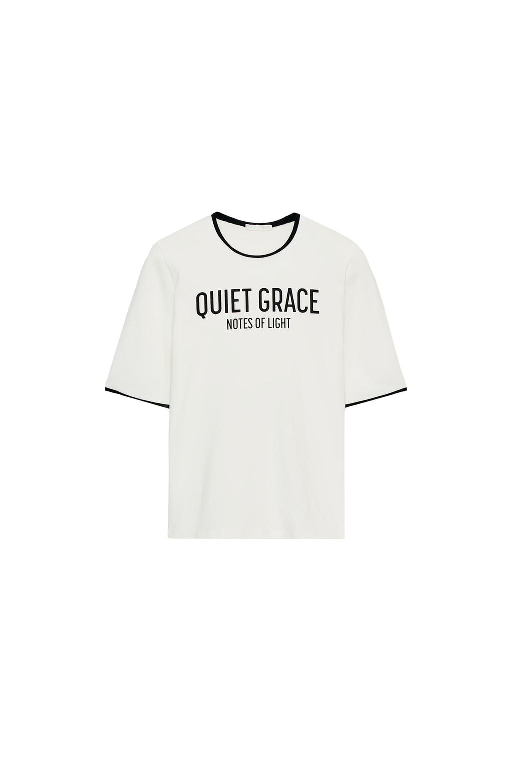 CONTRASTING TRIM TEXT T-SHIRT - image 3