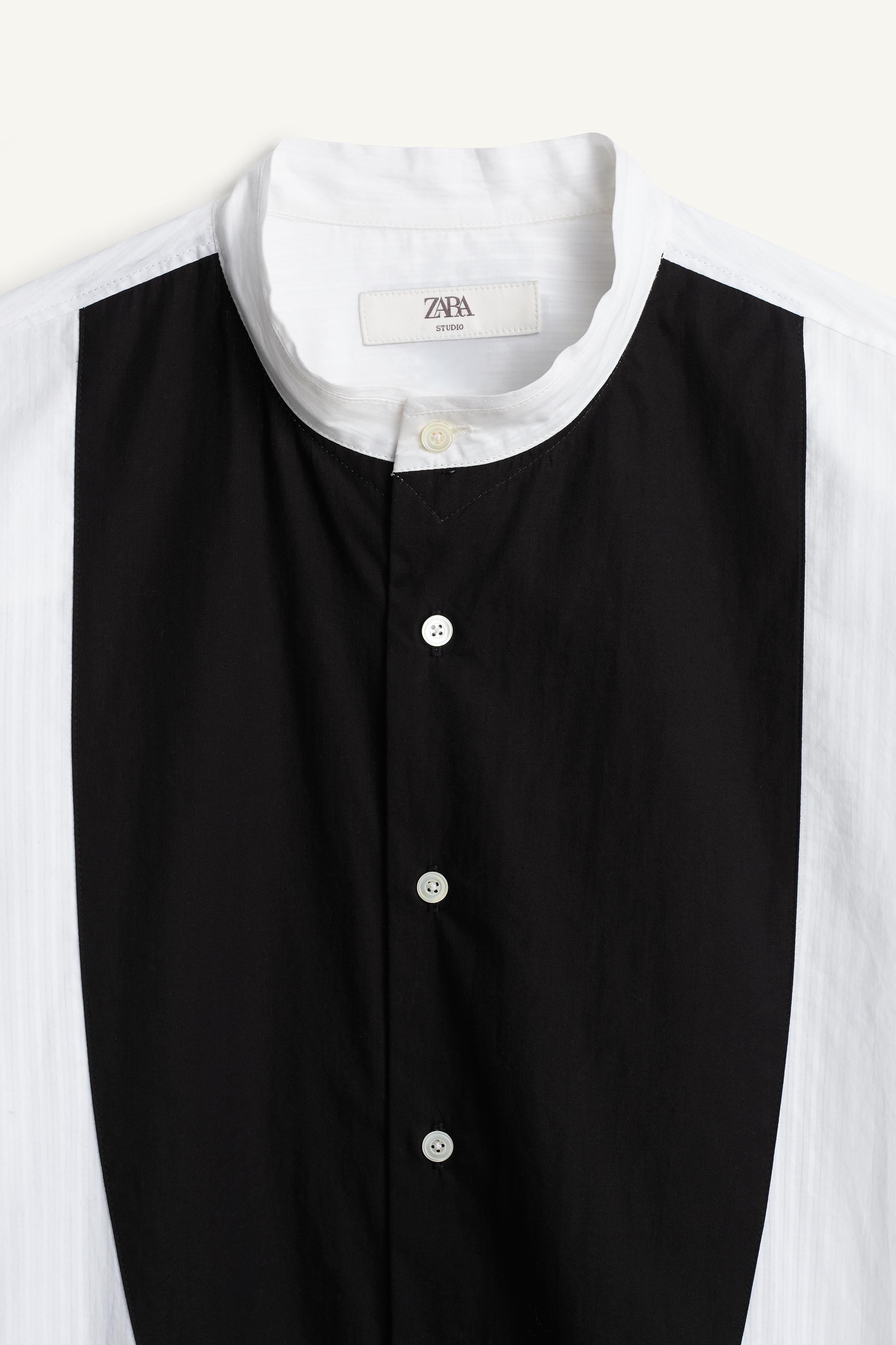 CHEMISE RELAXED FIT PLASTRON CONTRASTE