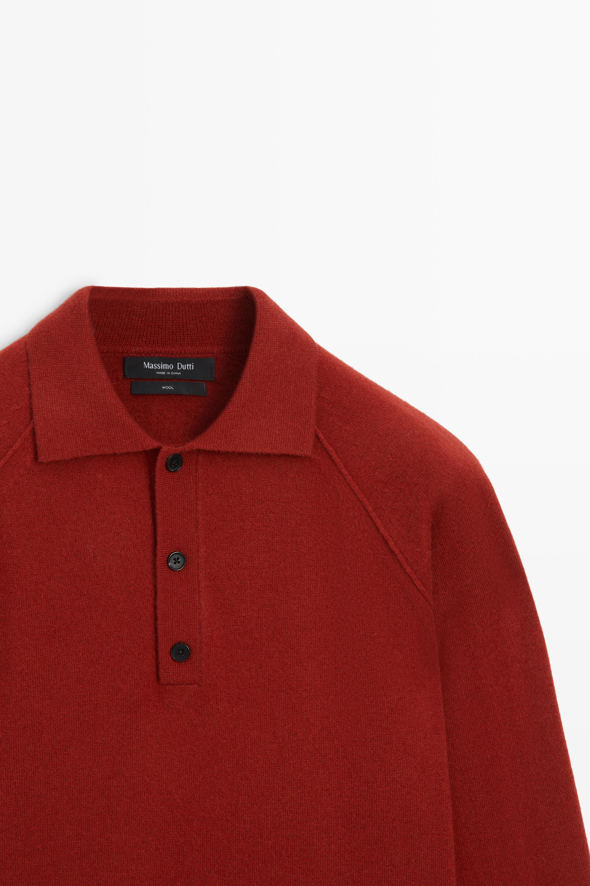 100% wool knit polo sweater