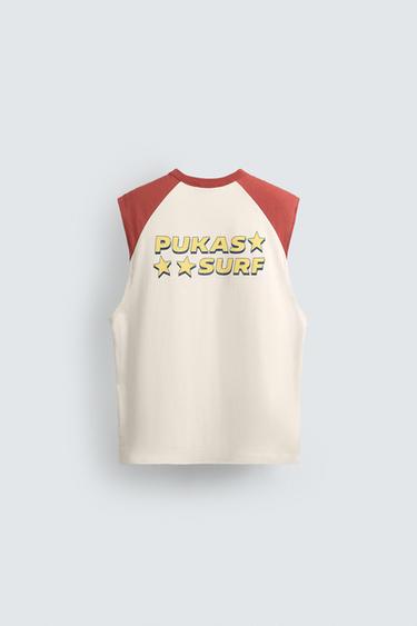 MAJICA BREZ ROKAVOV COLOR BLOCK PUKAS SURF X ZARA - Bela / Rdeča od Zare