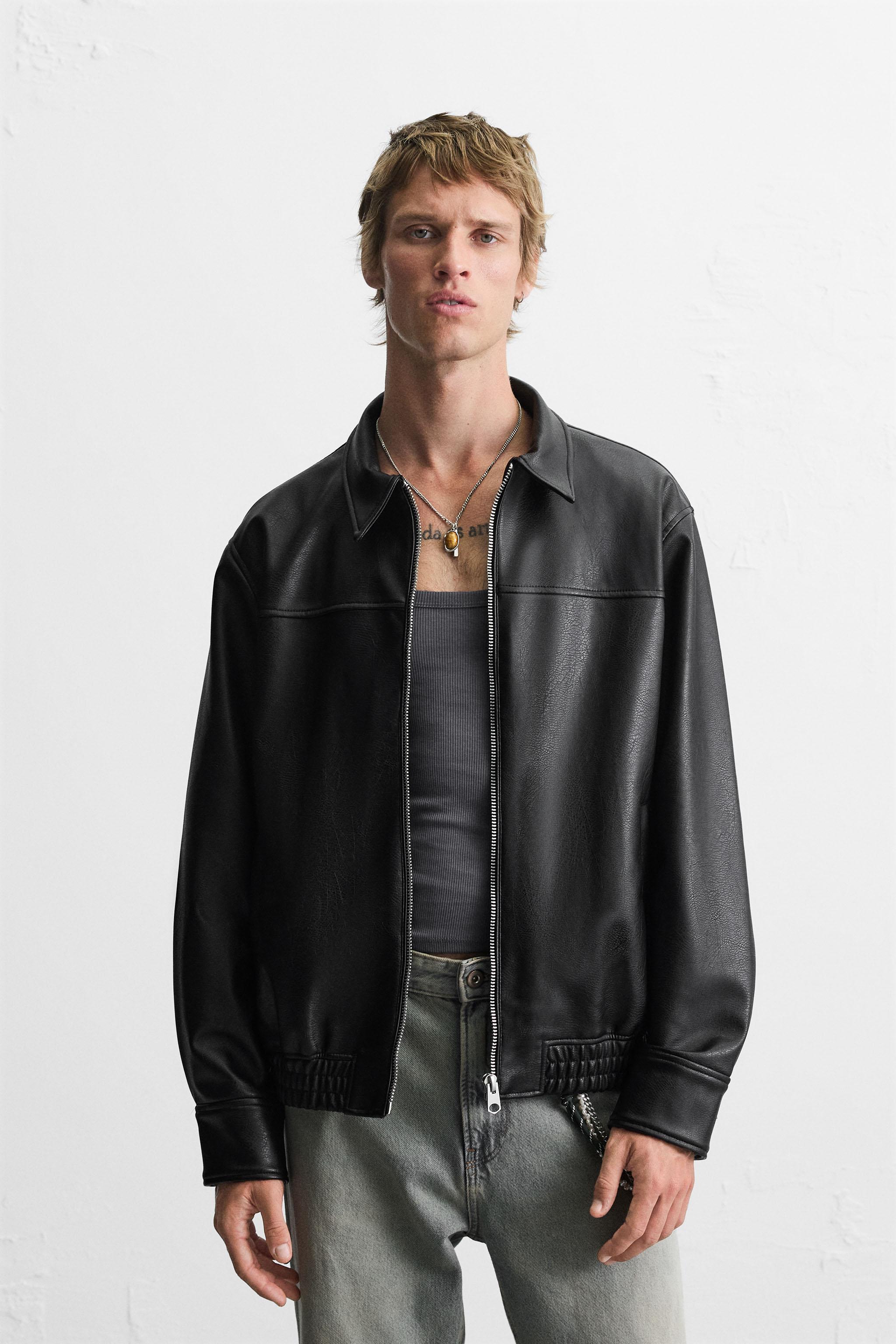 ZARA フェイクレザージャケット レザーブルゾン 黒ブラック 大人気☆ZARA(ザラ)☆定番ライダース フェイクレザージャケット