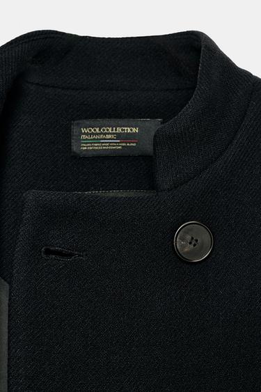 MANTEAU MÉLANGE DE LAINE ZW COLLECTION - Bleu marine foncé de Zara - Image 4