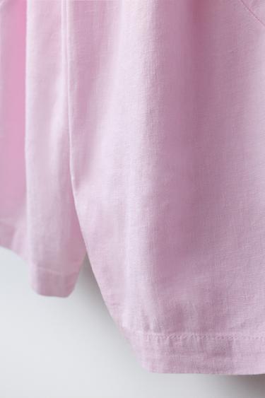 PANTALON BOUFFANT AVEC LIN - Rose de Zara - Image 3