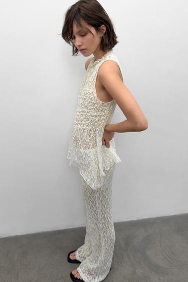 LACE TROUSERS - Ecru by Zara - Image 2