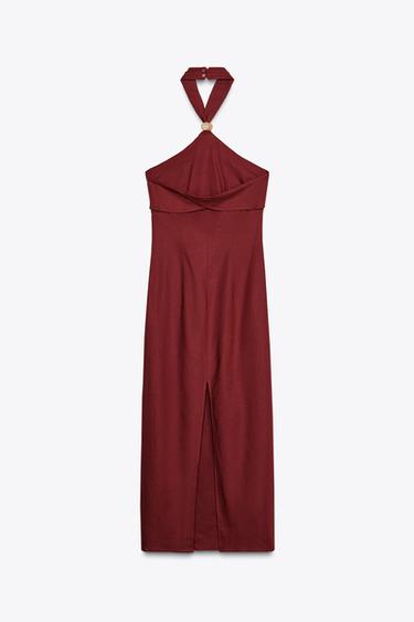 ROBE MIDI HALTER EN LIN - Vin de Zara - Image 8