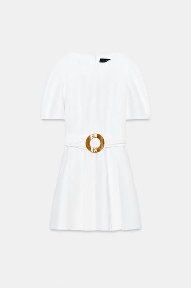 ROBE COURTE CEINTURÉE - Blanc de Zara - Image 5