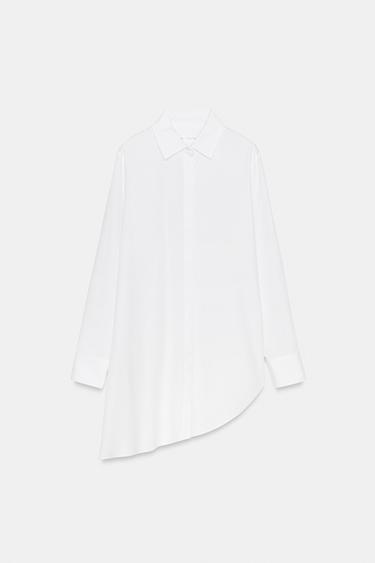 CAMICIA ASIMMETRICA POPELINE ZW COLLECTION - Bianco di Zara