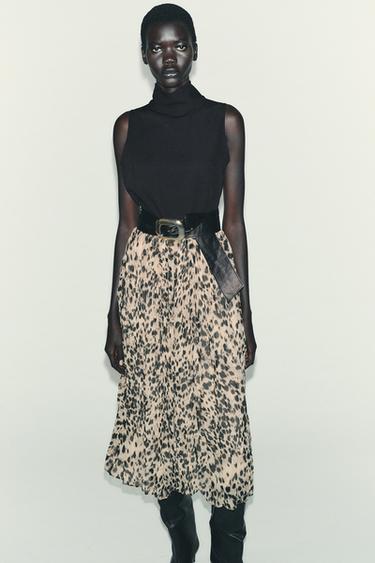 ANIMAL PRINT COMBINATION MIDI DRESS WITH BELT - Leopard by Zara - Image 2