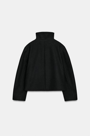 SHORT COAT WITH HIGH COLLAR - Black by Zara