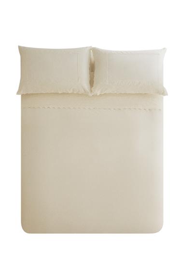 POSZWA NA KOŁDRĘ Z BAWEŁNIANEGO PERKALU Z HAFTEM (200 NITEK) - Ecru Zara