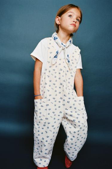 ДЛИННЫЙ КОМБИНЕЗОН ИЗ ТВИЛА С ЦВЕТОЧНЫМ ПРИНТОМ — ЭКРЮ от Zara