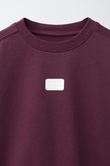 T-SHIRT EN MOLLETON JOGGING - Bordeaux de Zara - Image 2