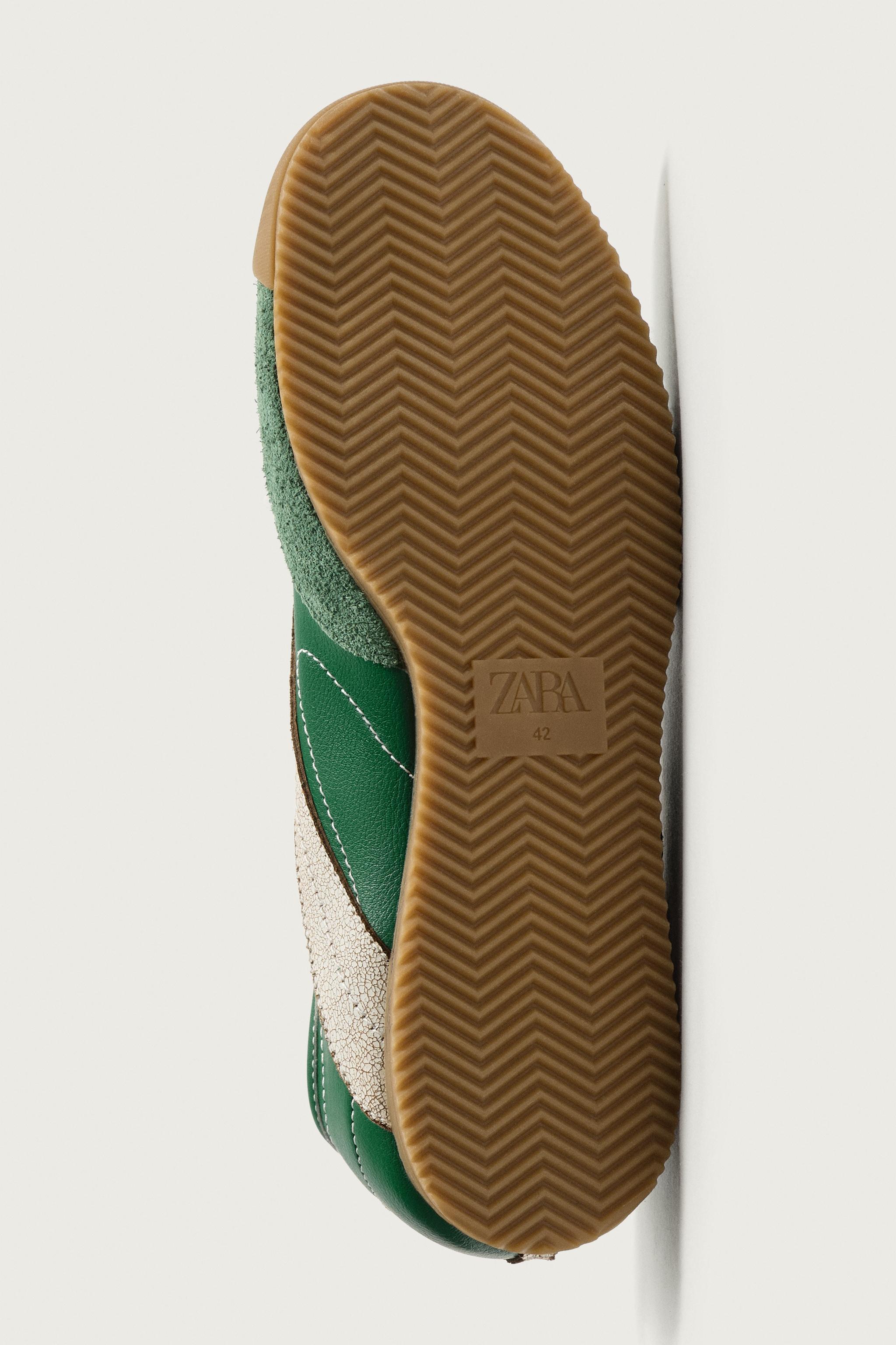 RETRO-STYLE LEATHER DETAIL SNEAKERS