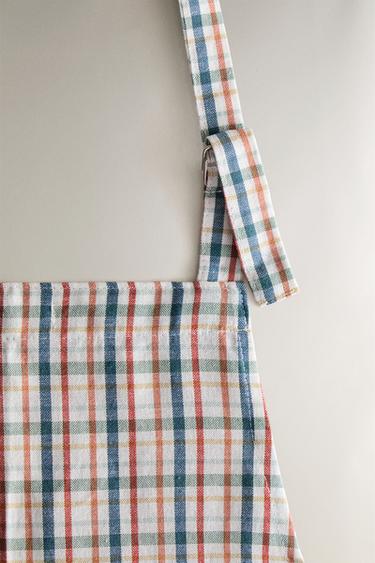 CHECKED COTTON APRON - Blue by Zara - Image 1
