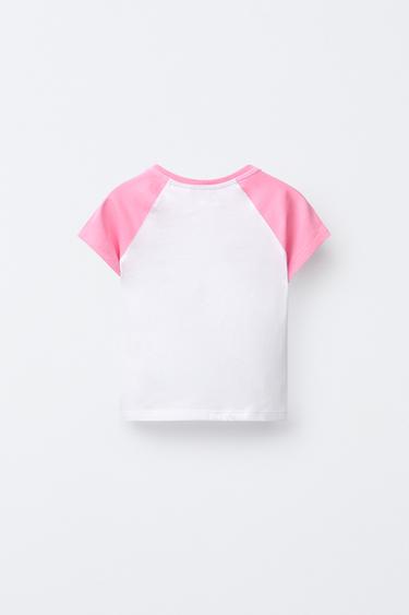 RAGLAN SLEEVE T-SHIRT - Pink / White by Zara - Image 1