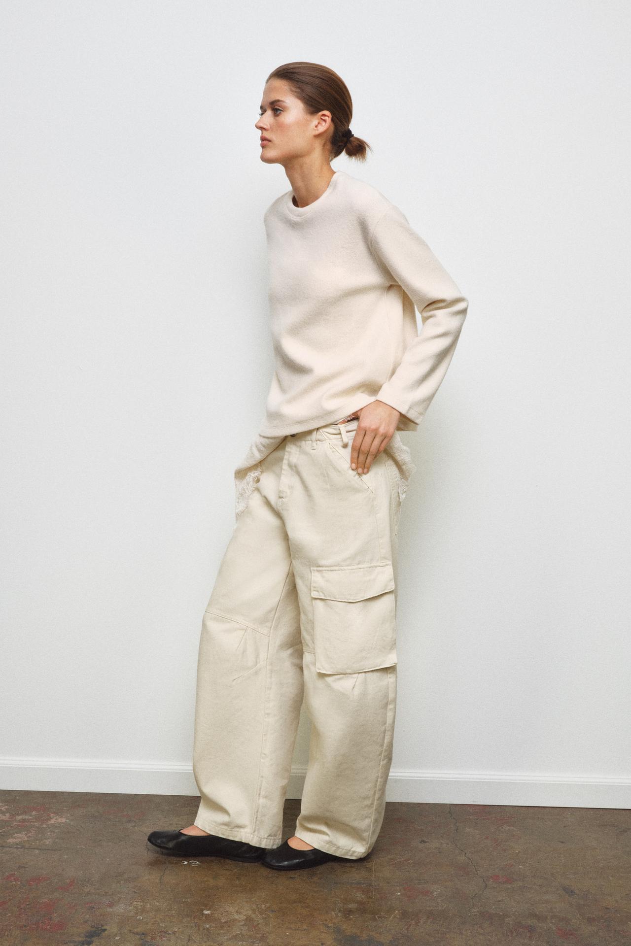 LACE COMBINED TOP — Ecru / Beige