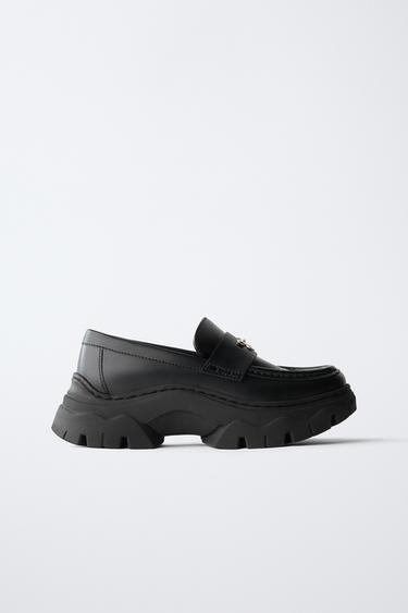 리본 디테일 로퍼 - Zara 블랙