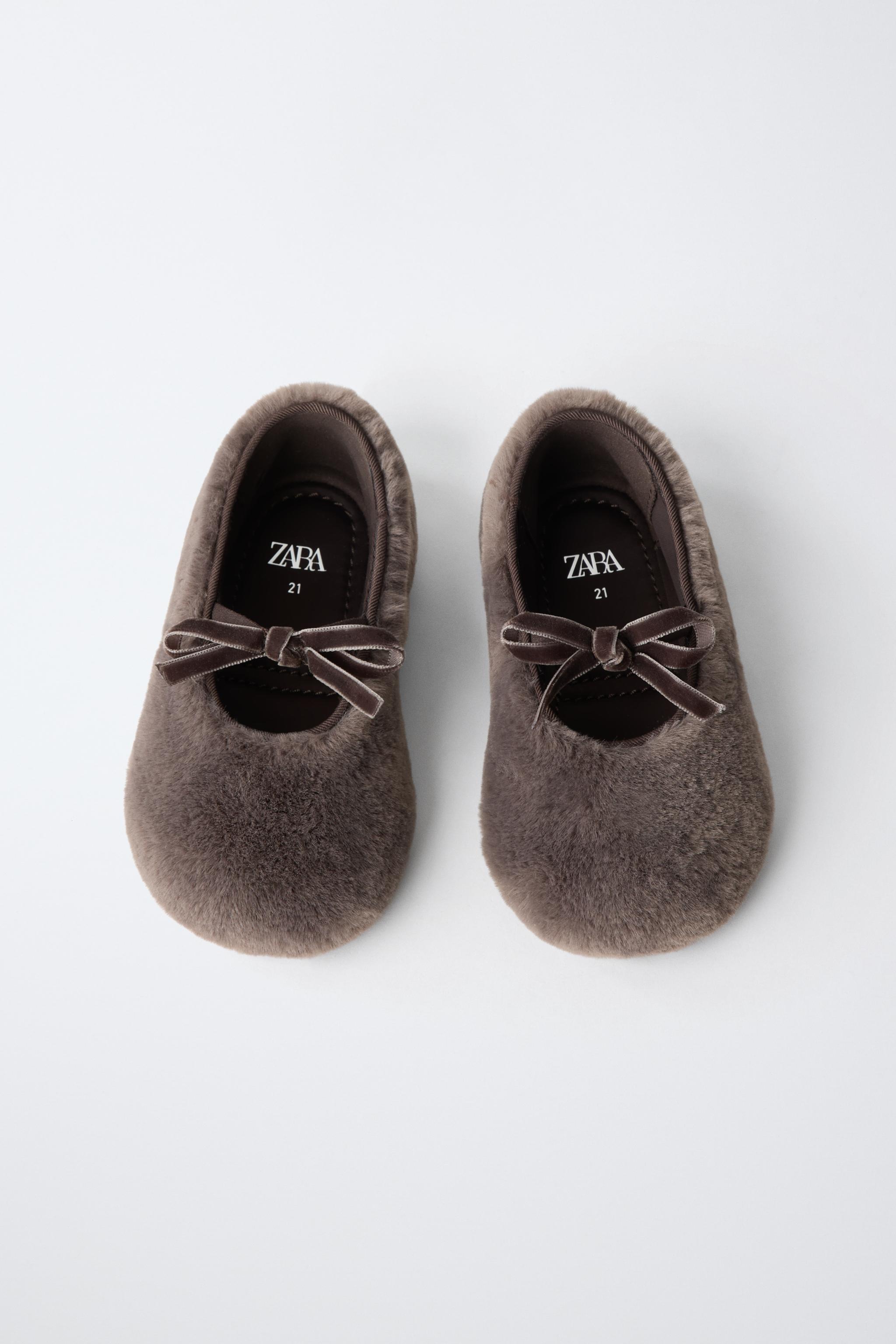 BALLERINES EFFET FOURRURE ET NŒUD