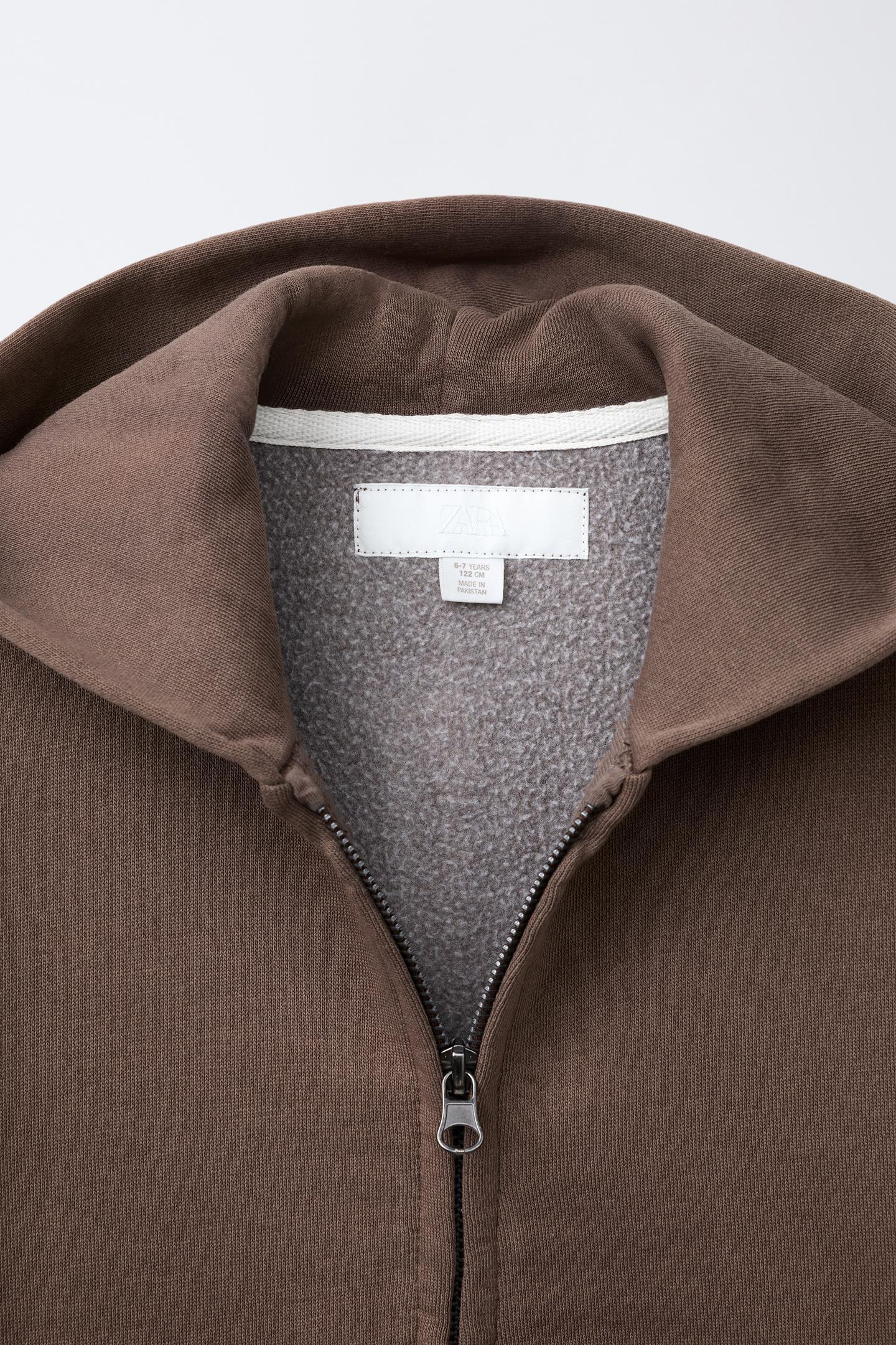 Детское худи Zara Zip-Up with Label, цвет: Коричневый — фото 3