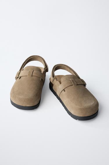 SABOTS EN CUIR CROÛTE DE CUIR - Marron de Zara - Image 2