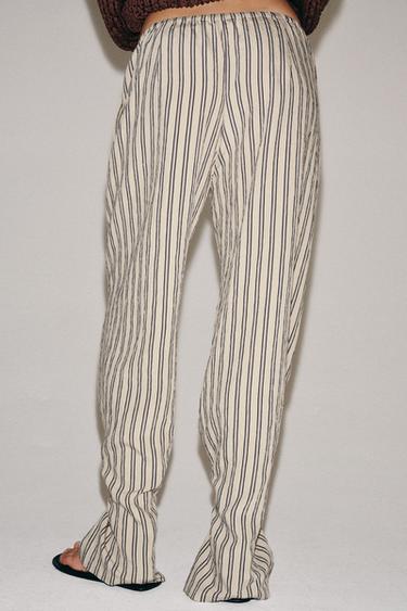 PANTALON DROIT À RAYURES ZW COLLECTION - Gris de Zara - Image 2
