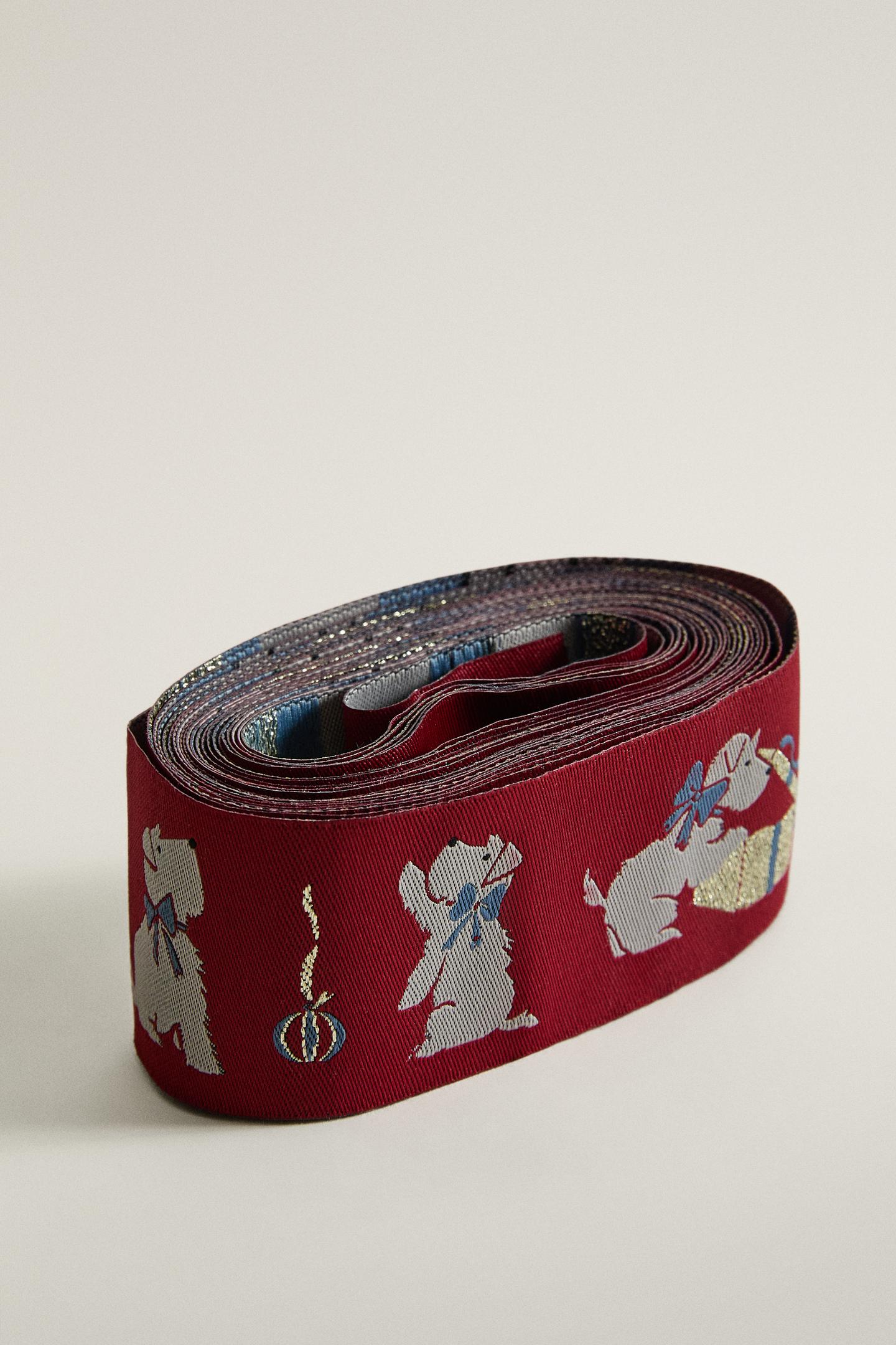 Zara Christmas Puppy Jacquard Ribbon, цвет: Разноцветный — фото 1