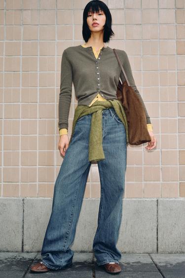 Zara ZW COLLECTION BAGGY 中腰牛仔褲 - 藍色